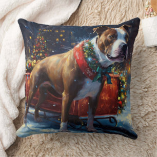 Staffordshire Bull Terrier Christmas Festive Cushion