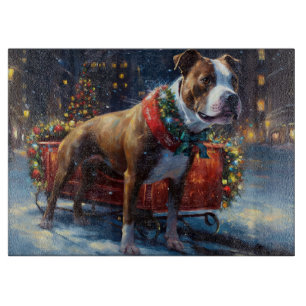 Staffordshire Bull Terrier Christmas Festive Cutting Board