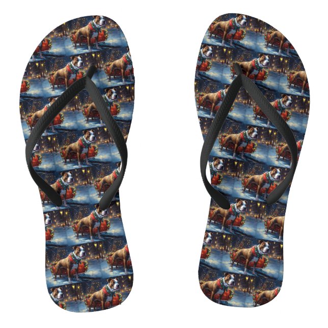Staffordshire Bull Terrier Christmas Festive Flip Flops (Footbed)
