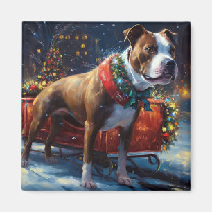 Staffordshire Bull Terrier Christmas Festive Magnet
