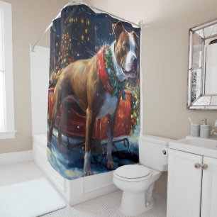 Staffordshire Bull Terrier Christmas Festive Shower Curtain