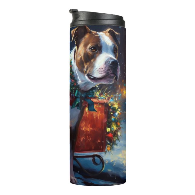 Staffordshire Bull Terrier Christmas Festive Thermal Tumbler (Rotated Right)