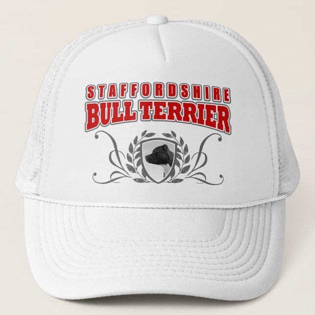 Staffordshire Bull Terrier COA red text Trucker Hat (Front)