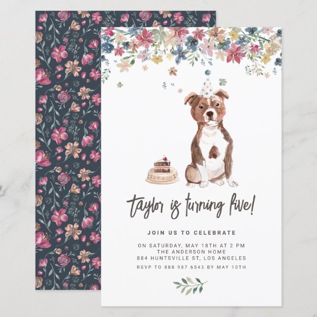 Staffordshire Bull Terrier Dog Birthday Invitation (Front/Back)