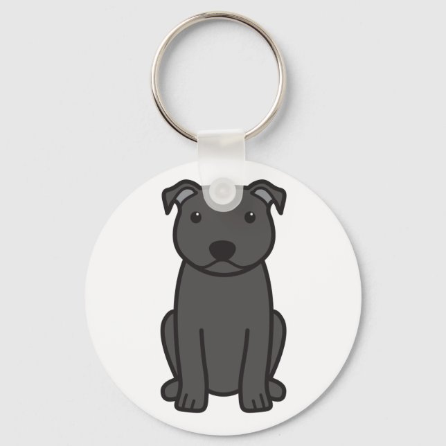 Staffordshire Bull Terrier Dog Cartoon Key Ring (Front)