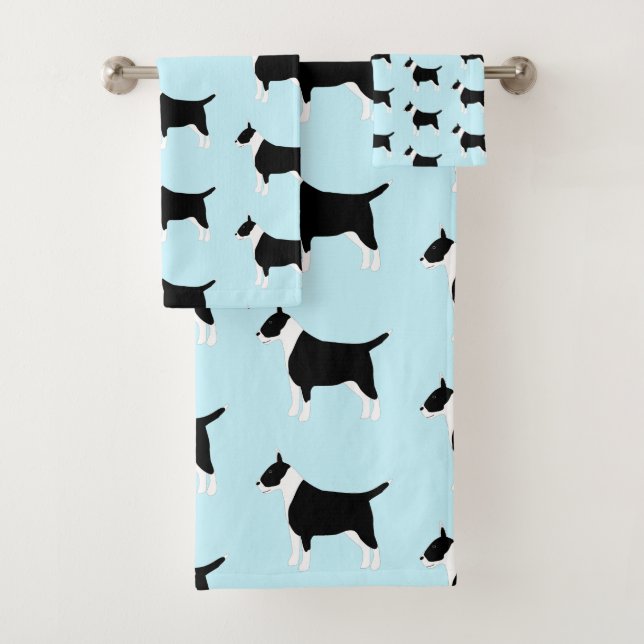 Staffordshire Bull Terrier Dog Design Bath Towel Set (Insitu)