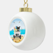 staffordshire bull terrier Dog Driving on Beach  Ceramic Ball Christmas Ornament (Right)