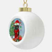 Staffordshire Bull Terrier Dog in Snow Christmas  Ceramic Ball Christmas Ornament (Right)