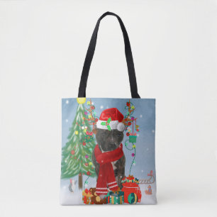 Staffordshire Bull Terrier Dog in Snow Christmas  Tote Bag