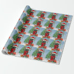 Staffordshire Bull Terrier Dog in Snow Christmas  Wrapping Paper<br><div class="desc">A dog in snow with Christmas gifts and snow fall is a perfect gift idea for someone who love dogs.</div>