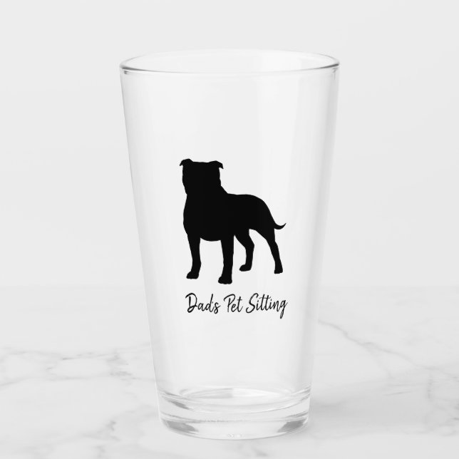 Staffordshire Bull Terrier Dog Silhouette Staffy Glass (Front)
