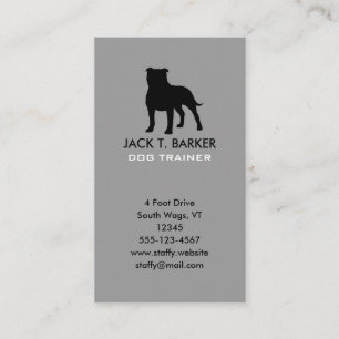 Staffordshire Bull Terrier Dog Silhouette Vertical Business Card