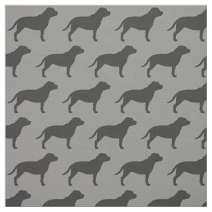 Staffordshire Bull Terrier Dog Silhouettes Pattern Fabric
