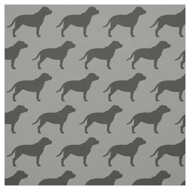 Staffordshire Bull Terrier Dog Silhouettes Pattern Fabric (Swatch)