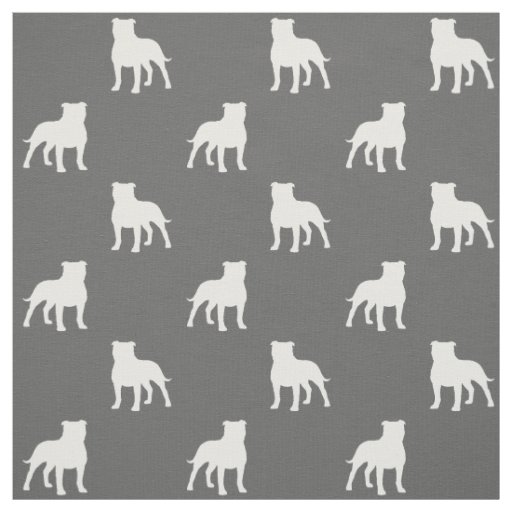 Staffordshire Bull Terrier Dog Silhouettes Pattern Fabric | Zazzle