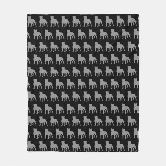 Staffordshire Bull Terrier Dog Silhouettes Pattern Fleece Blanket (Front)