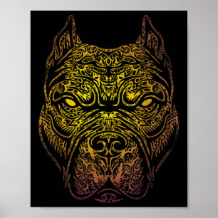 Staffordshire Bull Terrier Dog Tribal Tattoo  Poster