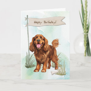 Staffordshire Bull Terrier Dog Under Birthday Sign Card