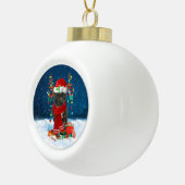 Staffordshire Bull Terrier dog with Christmas gift Ceramic Ball Christmas Ornament (Right)
