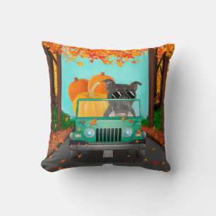 Staffordshire Bull Terrier Fall Pumpkin Cushion