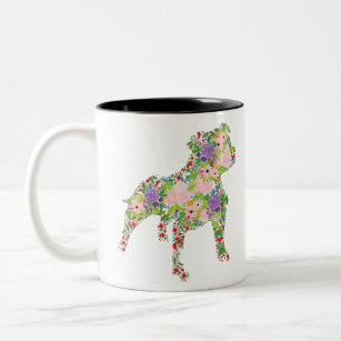 Staffordshire Bull Terrier Floral Two-Tone Coffee Mug