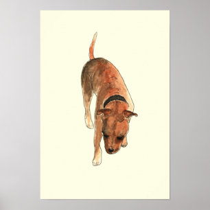 Staffordshire Bull Terrier Fun Watercolour Dog Art Poster
