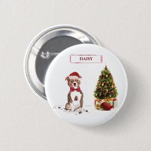 Staffordshire Bull Terrier Funny Christmas Dog 6 Cm Round Badge