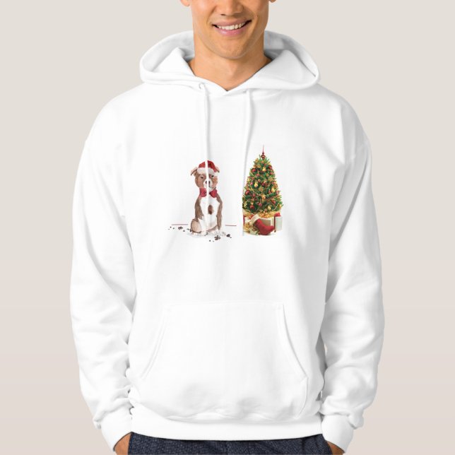 Staffordshire Bull Terrier Funny Christmas Dog Hoodie (Front)