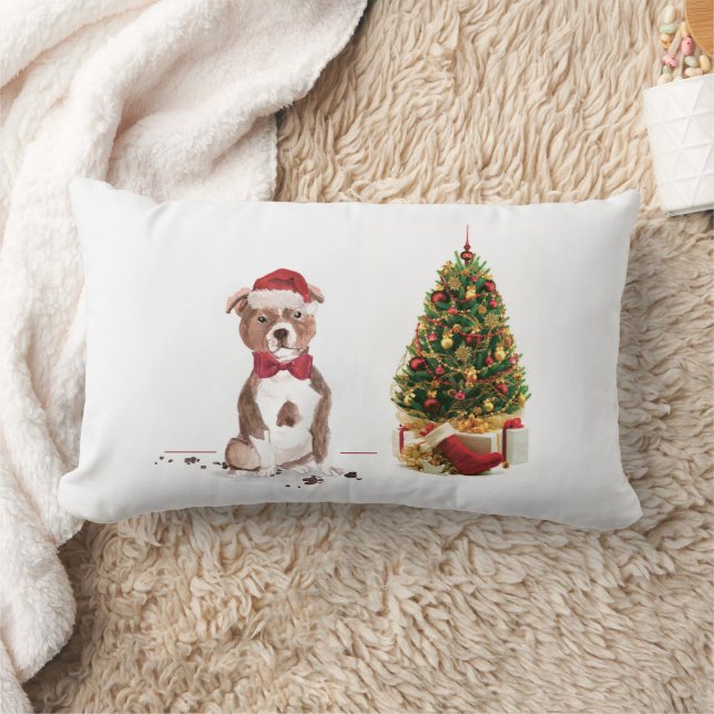 Staffordshire Bull Terrier Funny Christmas Dog Lumbar Cushion (Blanket)