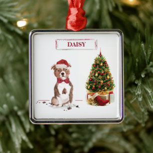Staffordshire Bull Terrier Funny Christmas Dog Metal Tree Decoration