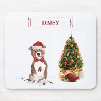 Staffordshire Bull Terrier Funny Christmas Dog Mouse Mat