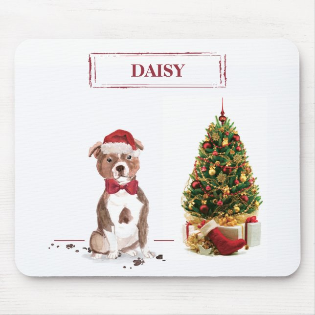 Staffordshire Bull Terrier Funny Christmas Dog Mouse Mat (Front)