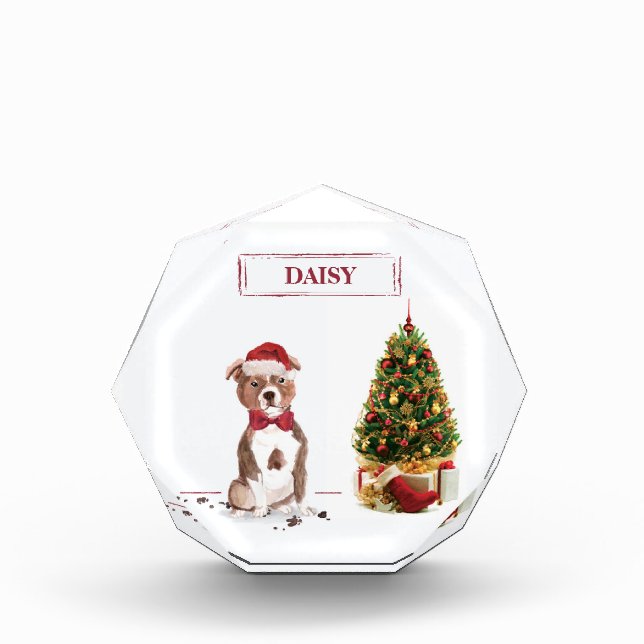 Staffordshire Bull Terrier Funny Christmas Dog Photo Block (Front)