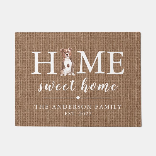 Staffordshire Bull Terrier Home Sweet Home Doormat (Front)
