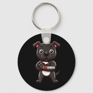 Staffordshire Bull Terrier I Love Grandpa Funny Do Key Ring