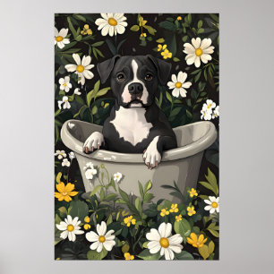 Staffordshire Bull Terrier In Bathtub Poster