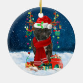Staffordshire Bull Terrier in Snow with Christmas  Ceramic Tree Decoration (Back)