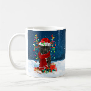 Staffordshire Bull Terrier in Snow with Christmas Coffee Mug