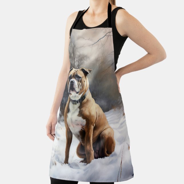Staffordshire Bull Terrier Let It Snow Christmas Apron (Insitu)