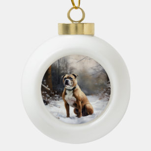 Staffordshire Bull Terrier Let It Snow Christmas Ceramic Ball Christmas Ornament