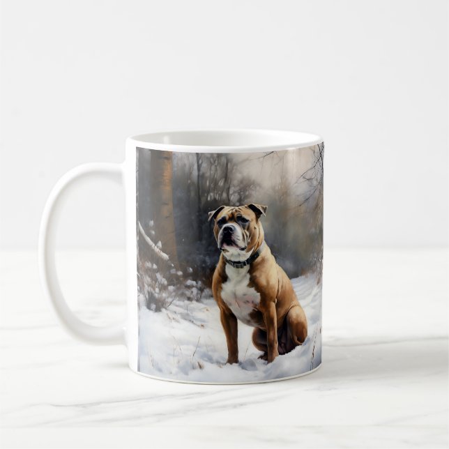 Staffordshire Bull Terrier Let It Snow Christmas Coffee Mug (Left)