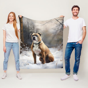 Staffordshire Bull Terrier Let It Snow Christmas Fleece Blanket