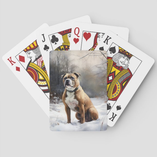 Staffordshire Bull Terrier Let It Snow Christmas Playing Cards (Back)