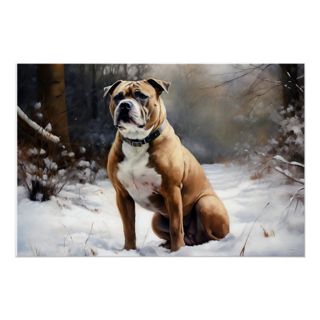 Staffordshire Bull Terrier Let It Snow Christmas Poster (Front)