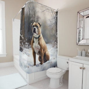 Staffordshire Bull Terrier Let It Snow Christmas Shower Curtain
