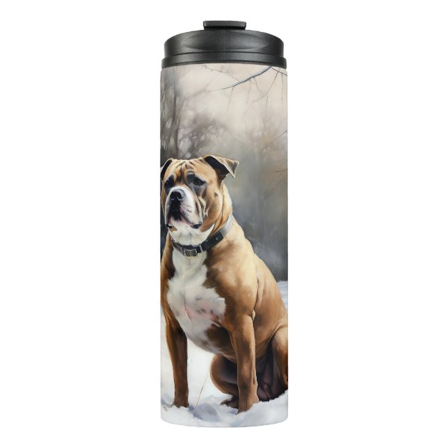 Staffordshire Bull Terrier Let It Snow Christmas Thermal Tumbler (Front)