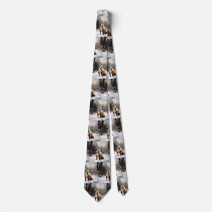 Staffordshire Bull Terrier Let It Snow Christmas Tie