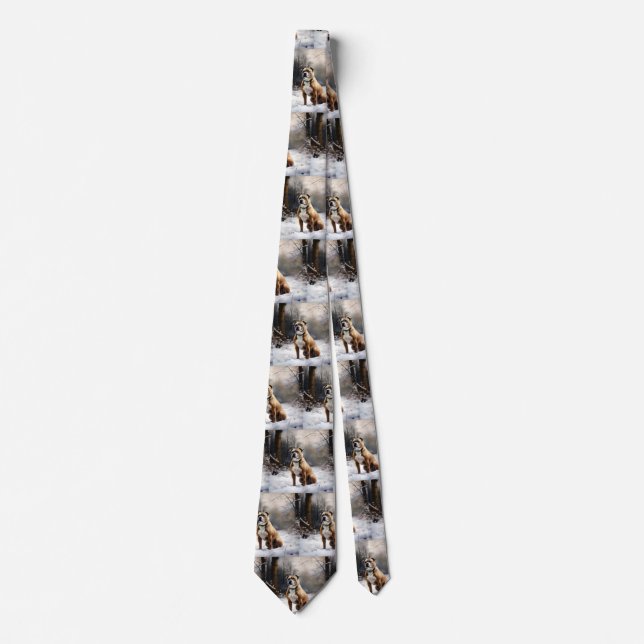Staffordshire Bull Terrier Let It Snow Christmas Tie (Front)