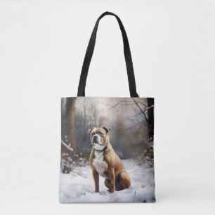 Staffordshire Bull Terrier Let It Snow Christmas Tote Bag