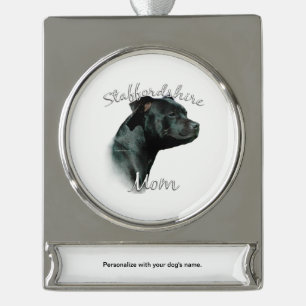 Staffordshire Bull Terrier Mum 2 Silver Plated Banner Ornament
